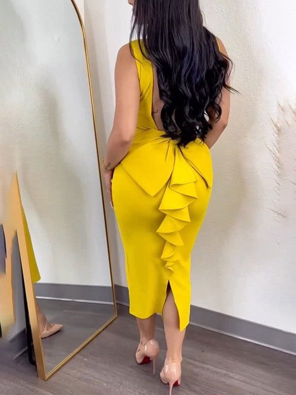 Sleeveless Backless Slit Dress Ins Street