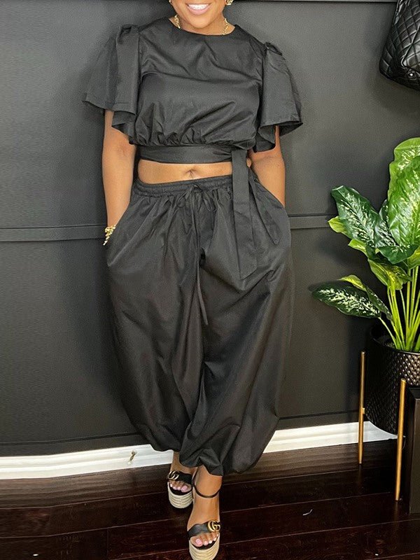 Solid Tied Top & Pants Set Ins Street