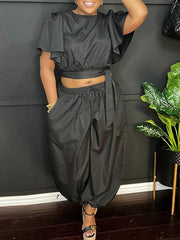 Solid Tied Top & Pants Set Ins Street