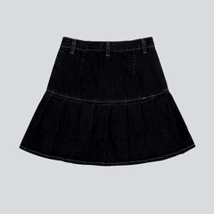 Denim skater skirt with ribbons