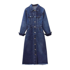 Ripped edge long denim dress
