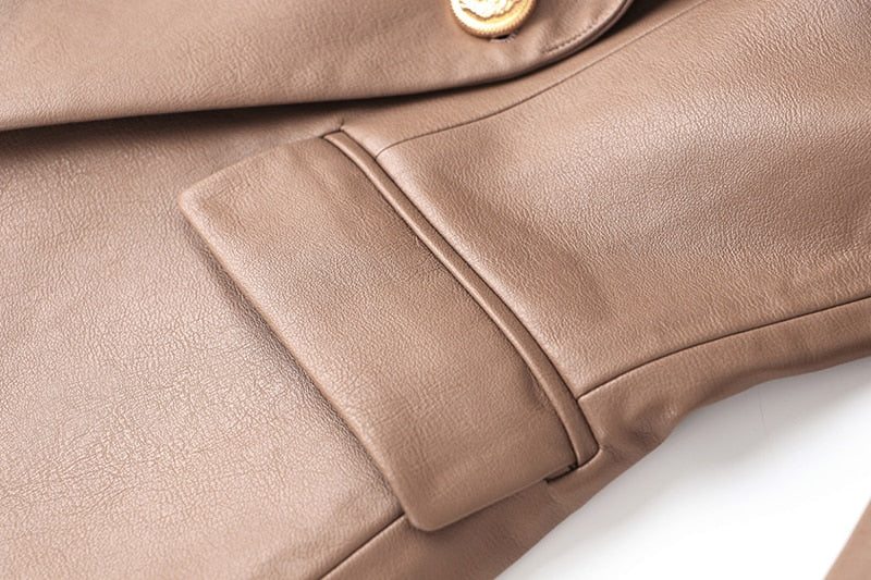 Killian Double Breasted Leather Blazer
