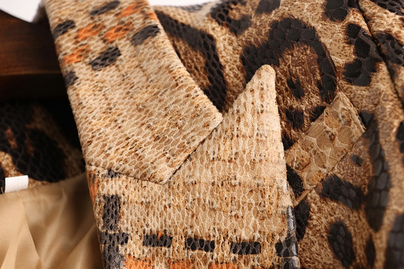 Snake Pattern Leather Blazer