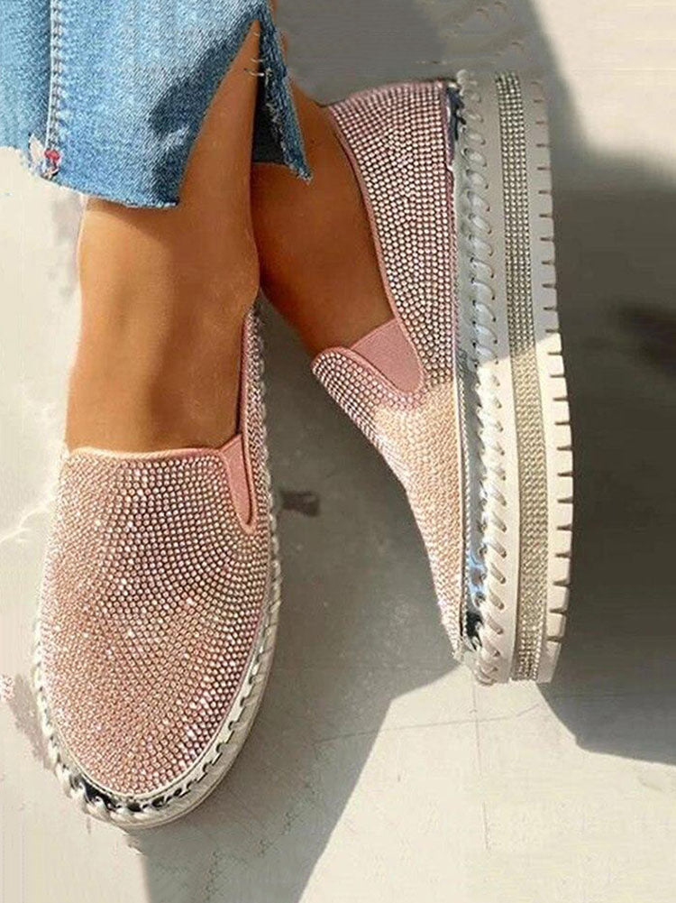 Slipper mit Plateausohle und Strasssteinen