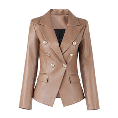 Killian Double Breasted Leather Blazer