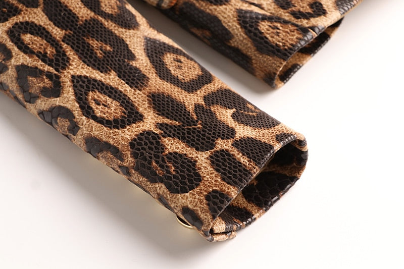 Snake Pattern Leather Blazer