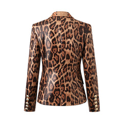 Snake Pattern Leather Blazer