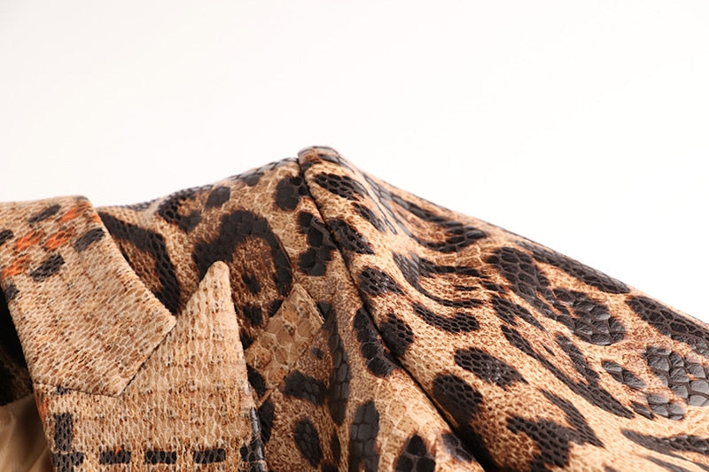 Snake Pattern Leather Blazer