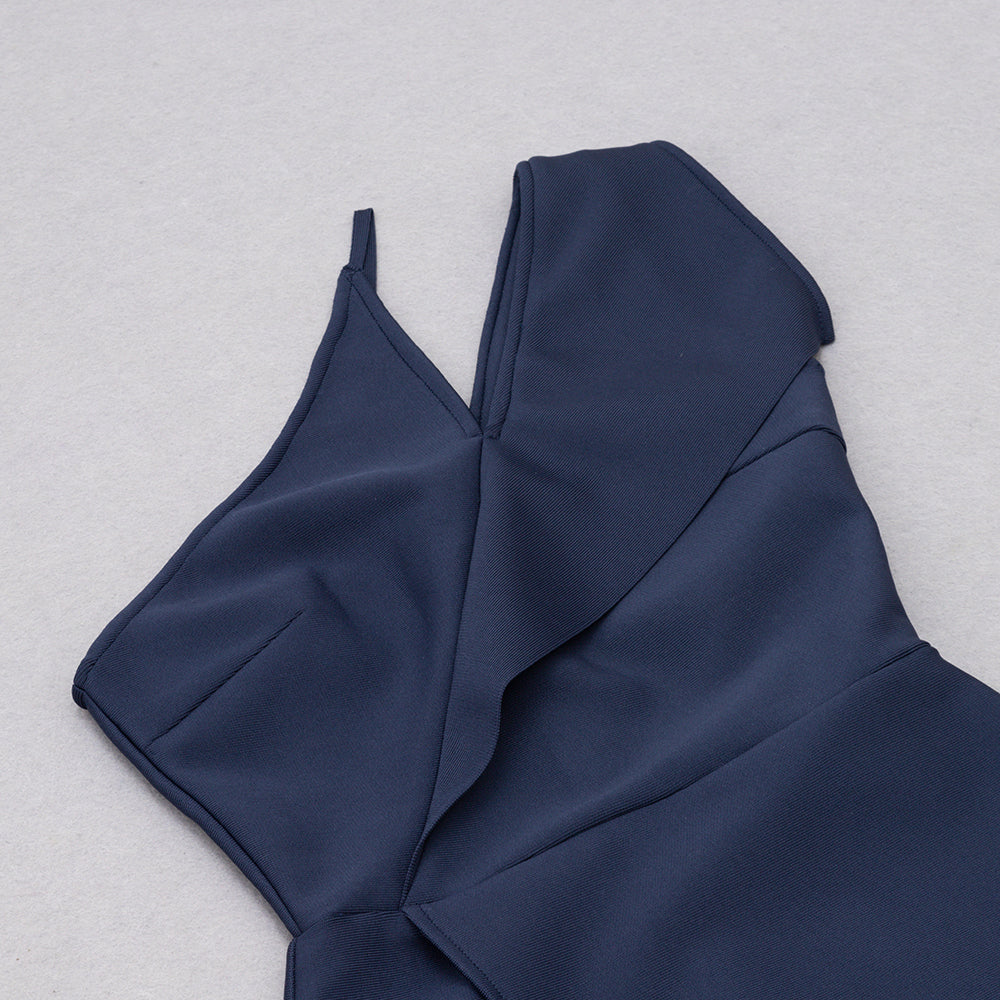One Shoulder Sleeveless Midi Frill Bandage Dress