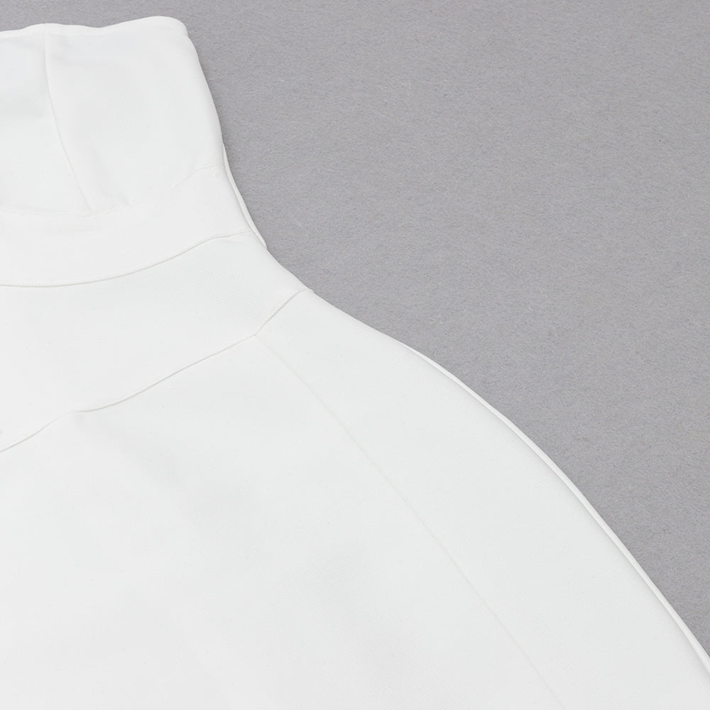 Asymmetrisches Midi-Bandagekleid mit kurzen Ärmeln und Trägern HB79790