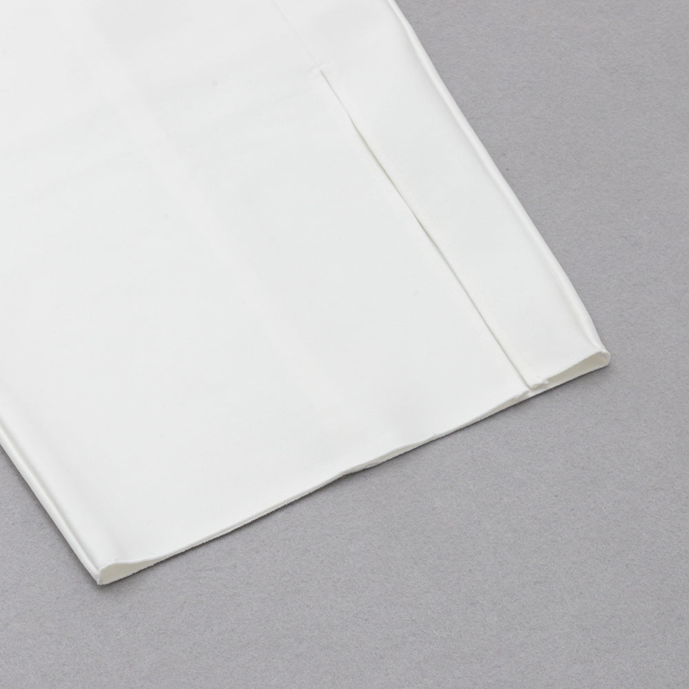 Asymmetrisches Midi-Bandagekleid mit kurzen Ärmeln und Trägern HB79790