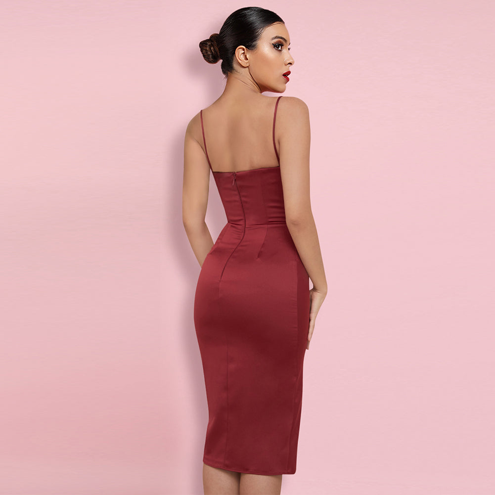 Ärmelloses, schlichtes, figurbetontes Overknee-Kleid mit Riemchen