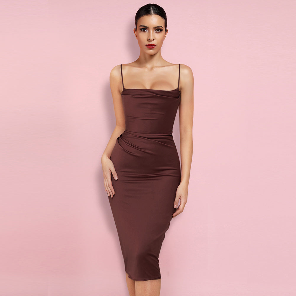 Ärmelloses, schlichtes, figurbetontes Overknee-Kleid mit Riemchen
