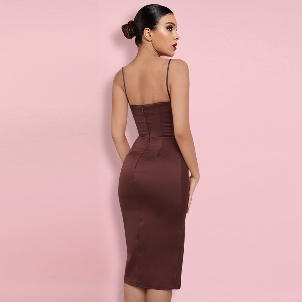 Ärmelloses, schlichtes, figurbetontes Overknee-Kleid mit Riemchen