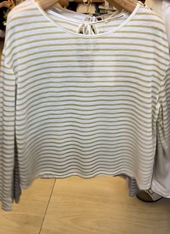 Raelle Cotton Blend Striped Top - White Mint - FINAL SALE