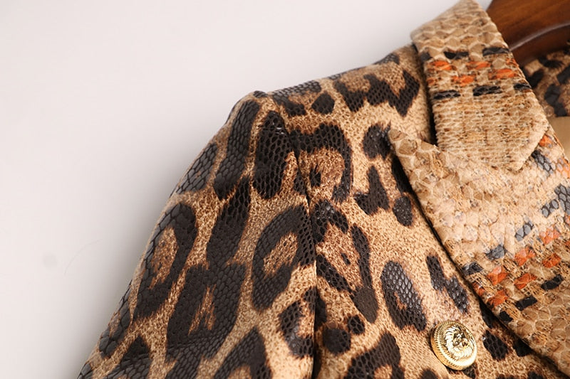 Snake Pattern Leather Blazer