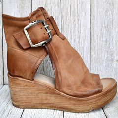 Retro Peep Toe Plateau Sandalen