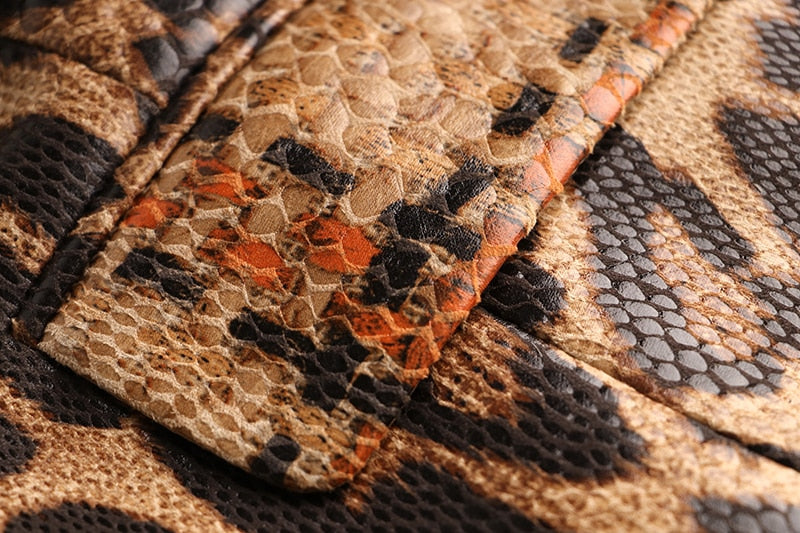 Snake Pattern Leather Blazer