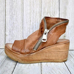 Retro Peep Toe Plateau Sandalen
