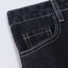 Denim skater skirt with ribbons