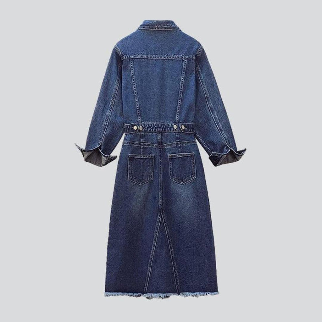 Ripped edge long denim dress