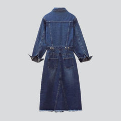 Ripped edge long denim dress