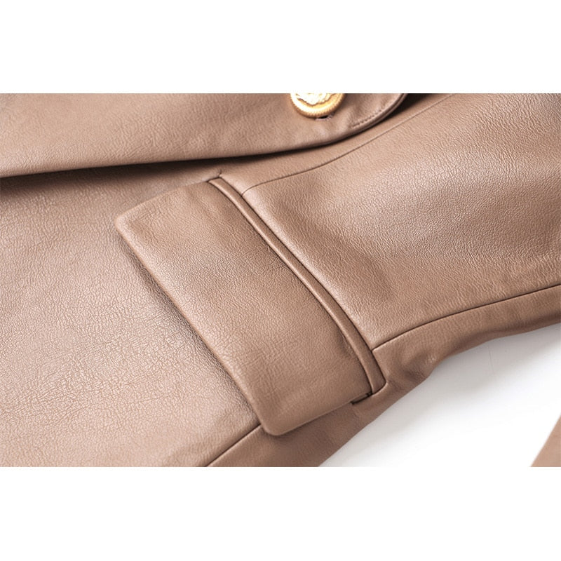 Killian Double Breasted Leather Blazer