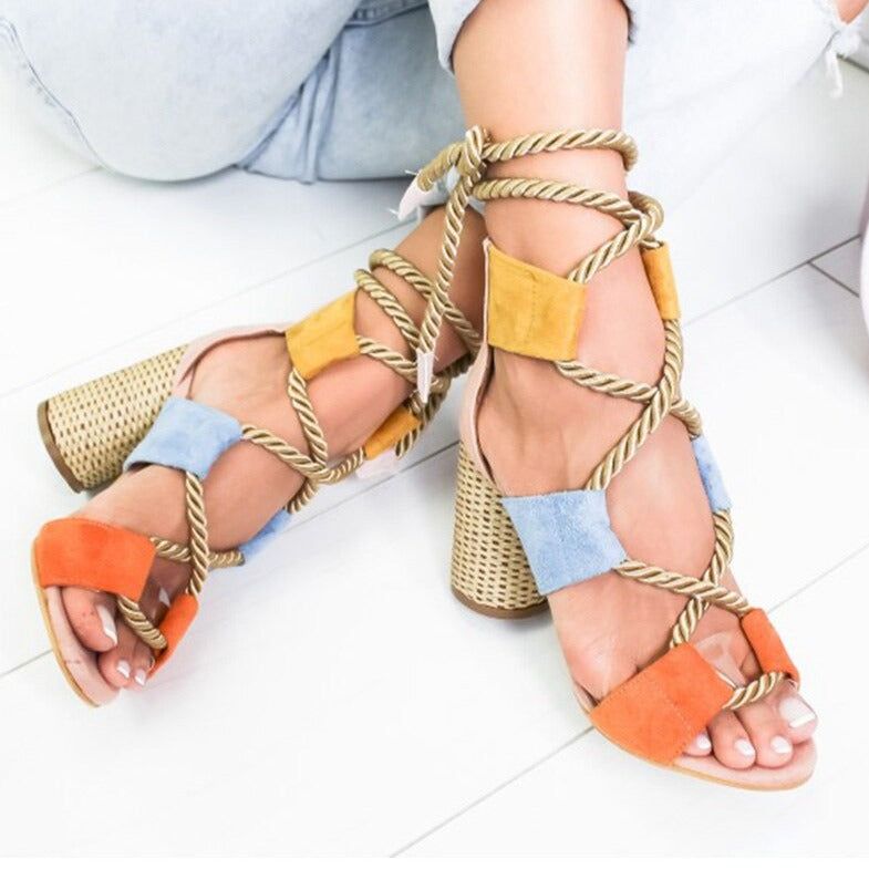 Sun Charming Lace Up Gladiator Sandals