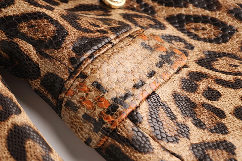 Snake Pattern Leather Blazer