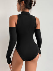 High Neck Cut Out Front Bodysuit Sai Feel