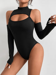 High Neck Cut Out Front Bodysuit Sai Feel