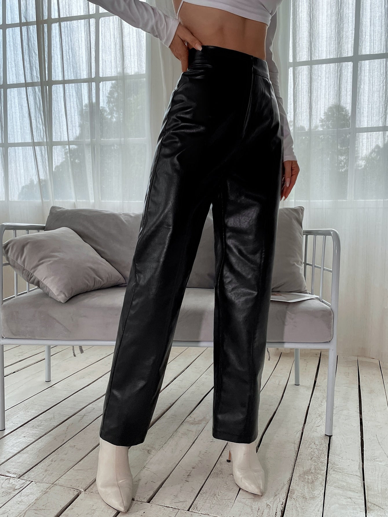 High Waist PU Leather Pants Sai Feel