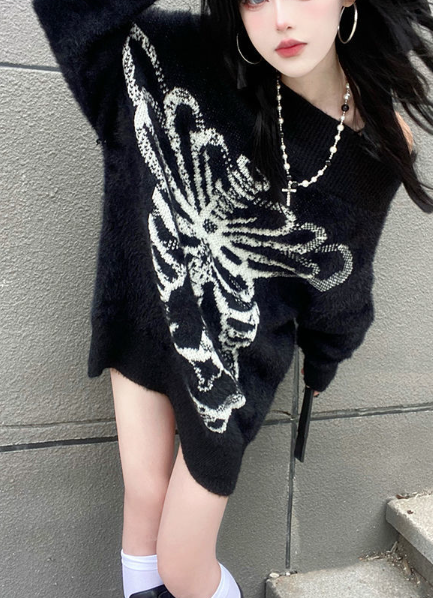 Vintage Butterfly Print Loose Sweater