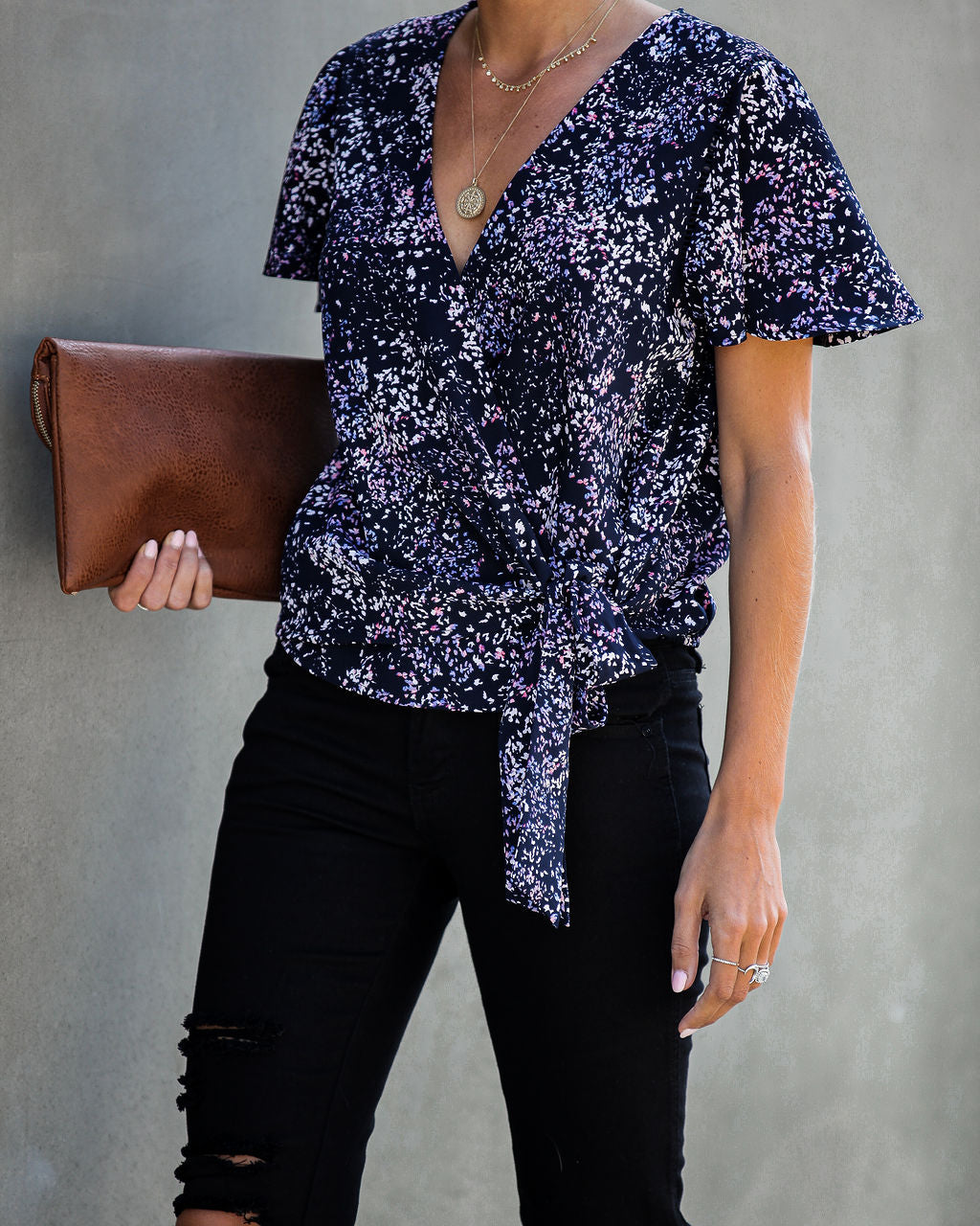 Marlowe Printed Wrap Blouse Ins Street