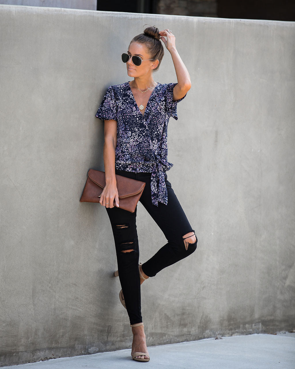 Marlowe Printed Wrap Blouse