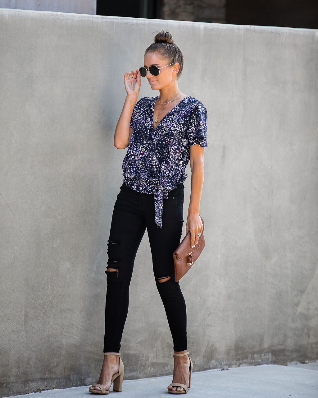 Marlowe Printed Wrap Blouse