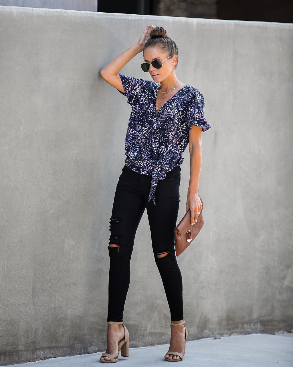 Marlowe Printed Wrap Blouse