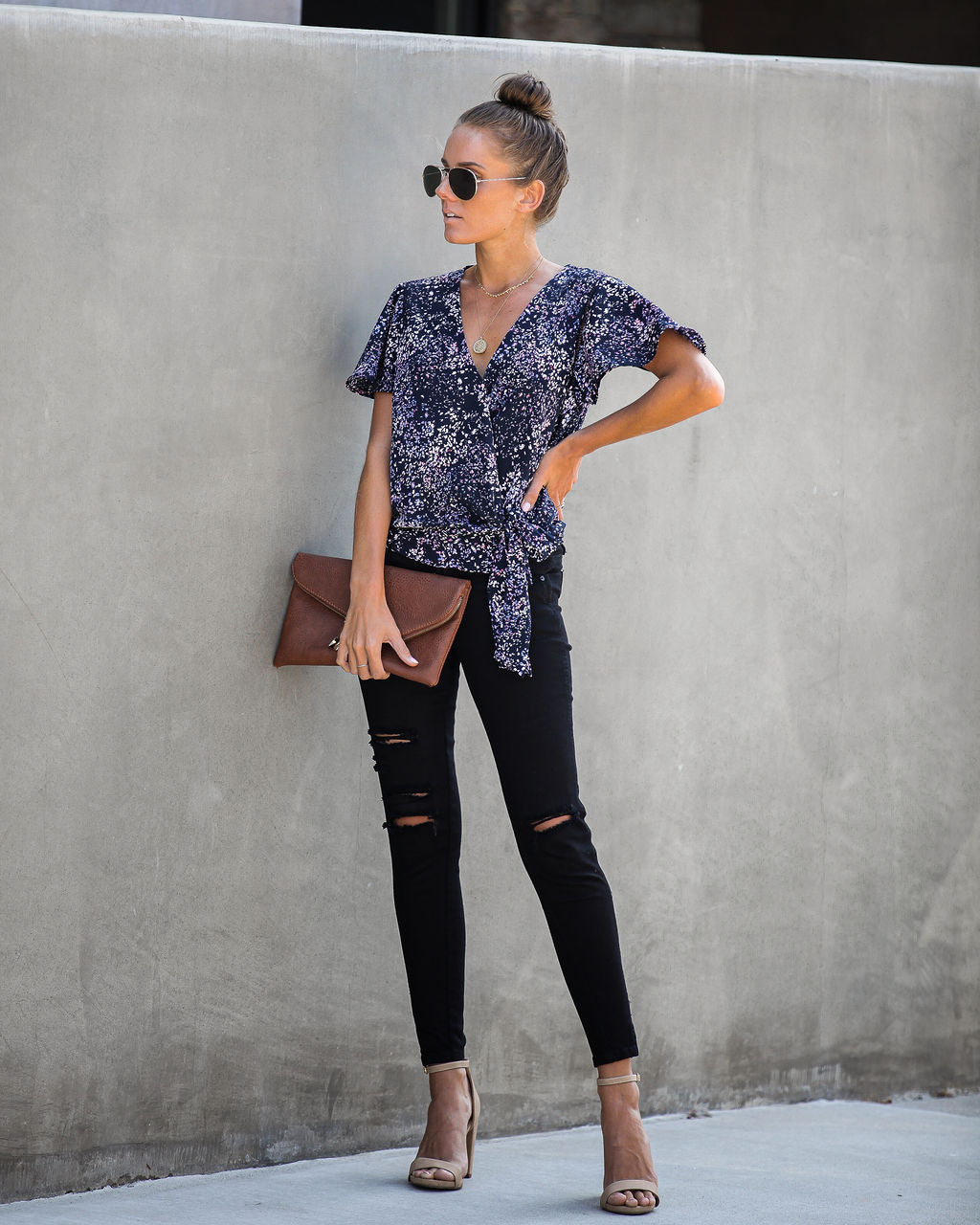 Marlowe Printed Wrap Blouse
