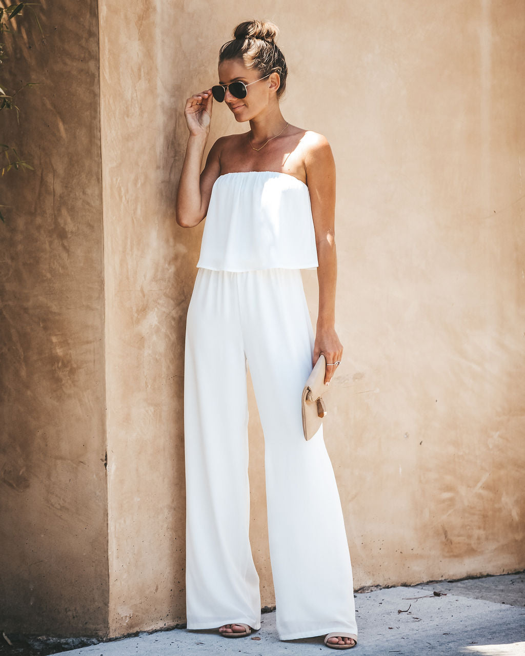 Crystal Clear Strapless Jumpsuit - White TYCH-001
