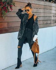 Maddy Baumwoll-Shacket aus Distressed-Cord - Steinschwarz