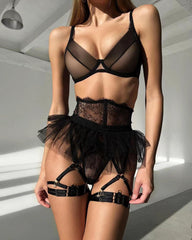 Lace Trim Erotic Lingerie Set