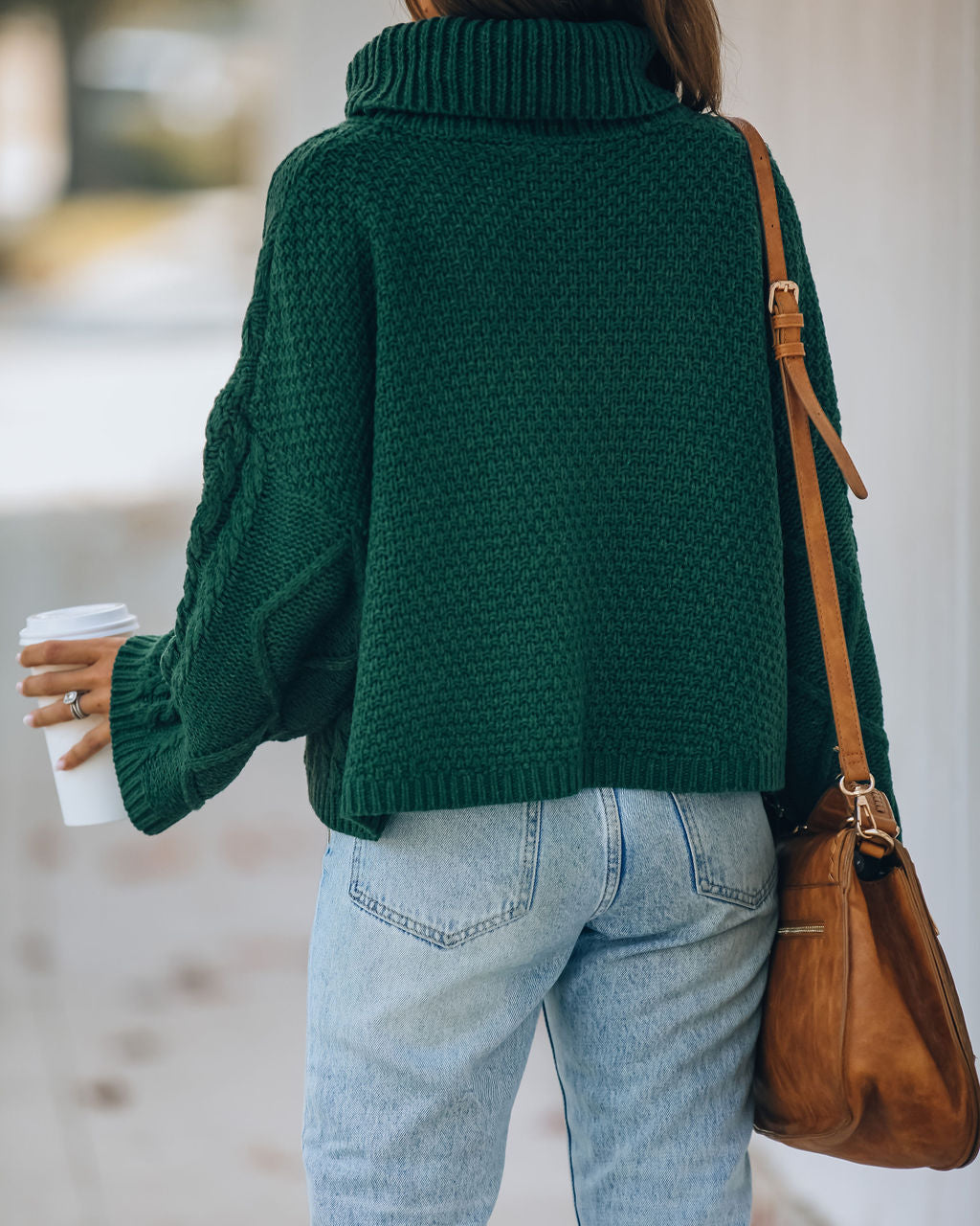 Lyla Cotton Blend Cable Knit Sweater - Hunter Green Ins Street