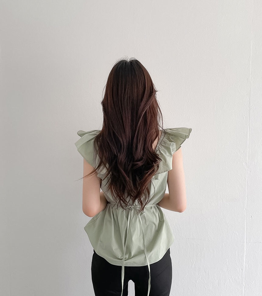 Aleah Printed Ruffle Babydoll Blouse - FINAL SALE