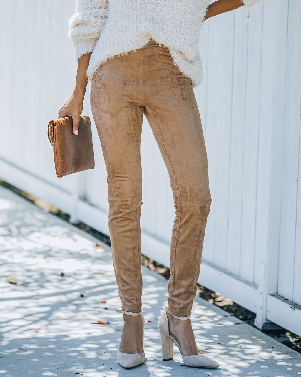Hudson High Rise Faux Wildleder Leggings - Taupe - ENDGÜLTIGER VERKAUF 