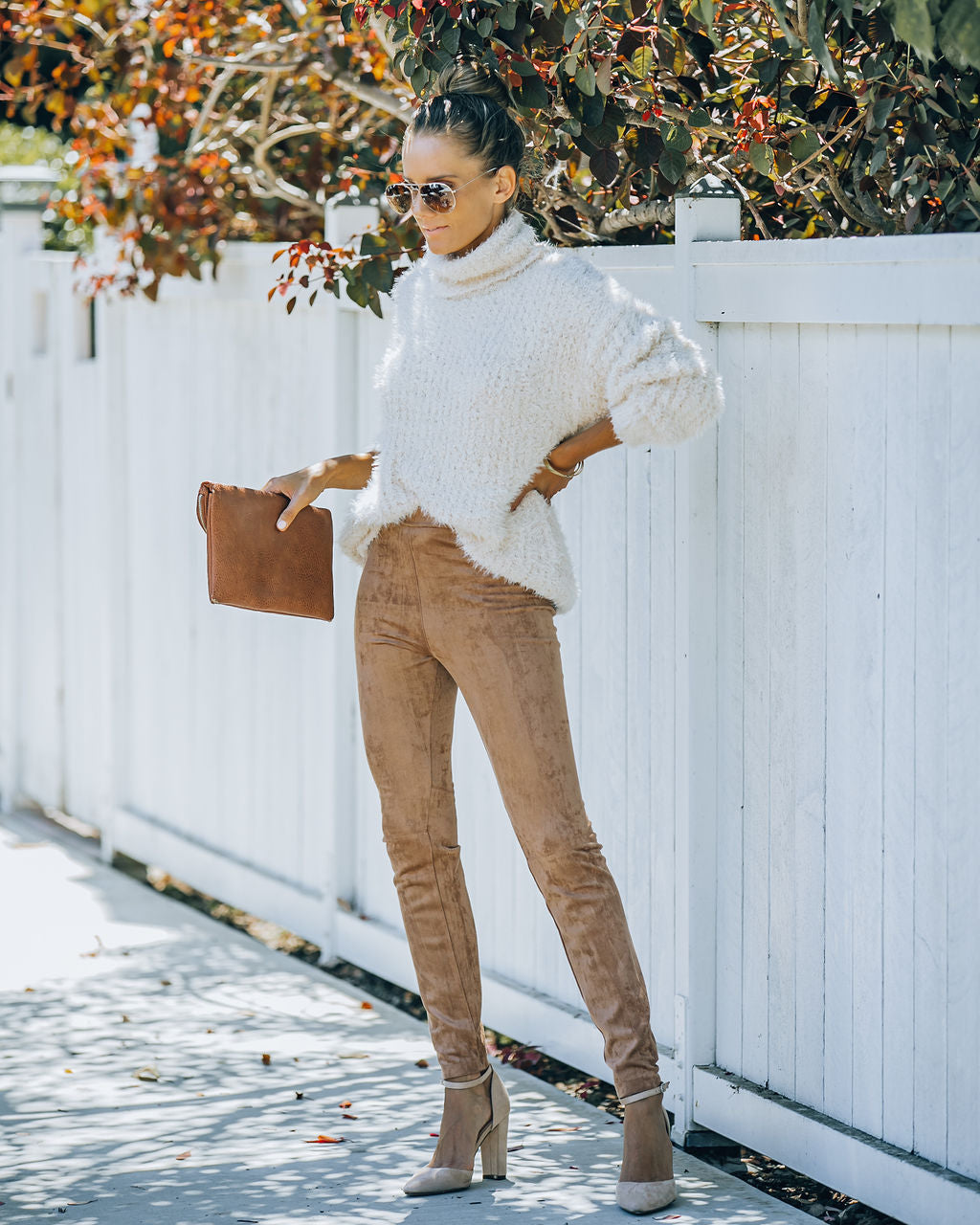 Hudson High Rise Faux Wildleder Leggings - Taupe - ENDGÜLTIGER VERKAUF 