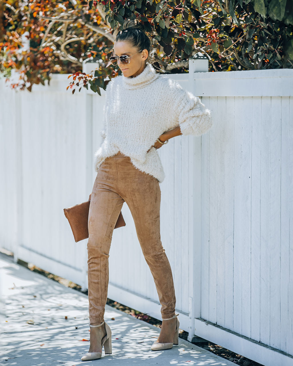 Hudson High Rise Faux Wildleder Leggings - Taupe - ENDGÜLTIGER VERKAUF 