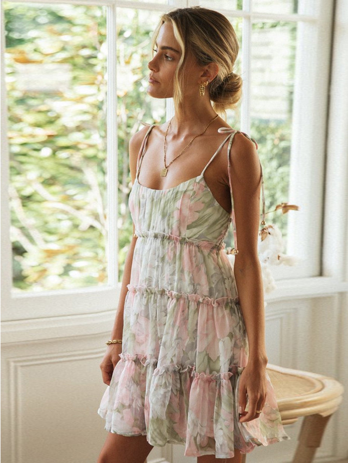 Knot Floral Print Dress Sai Feel
