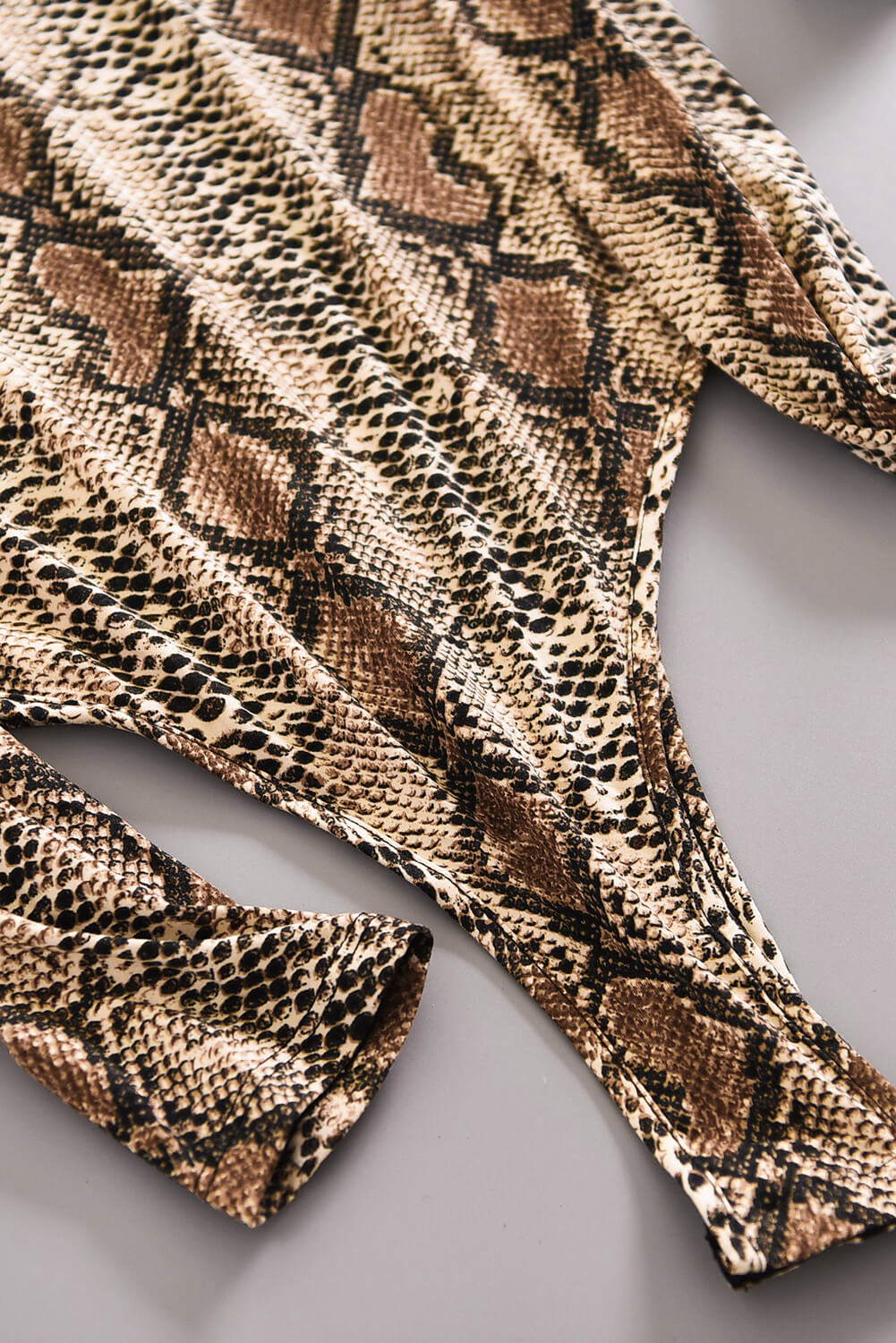 New Snake Print Long Sleeves Mock Neck Bodysuit