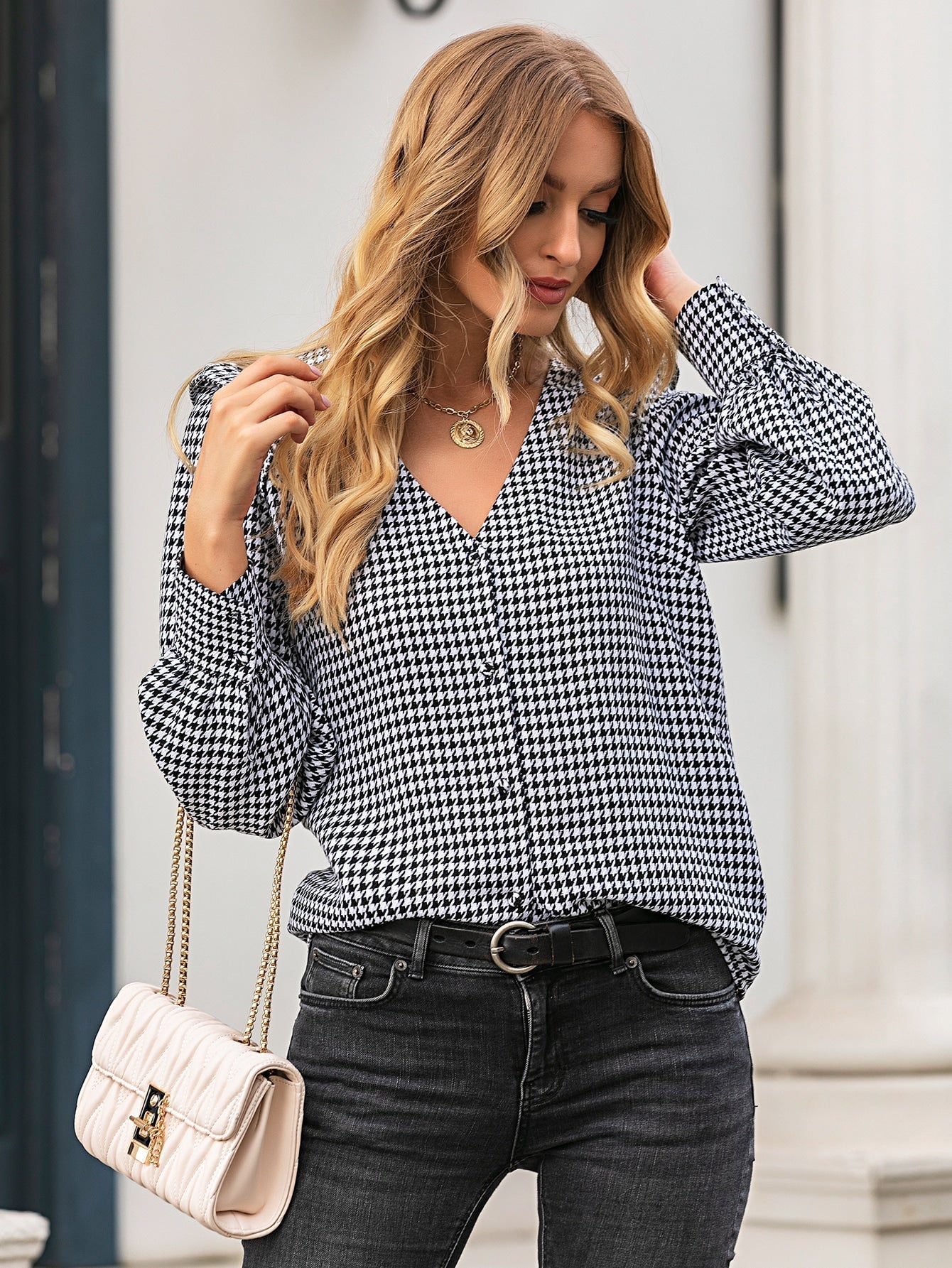 Ladies V-neck Stylish Urban Style Shirt