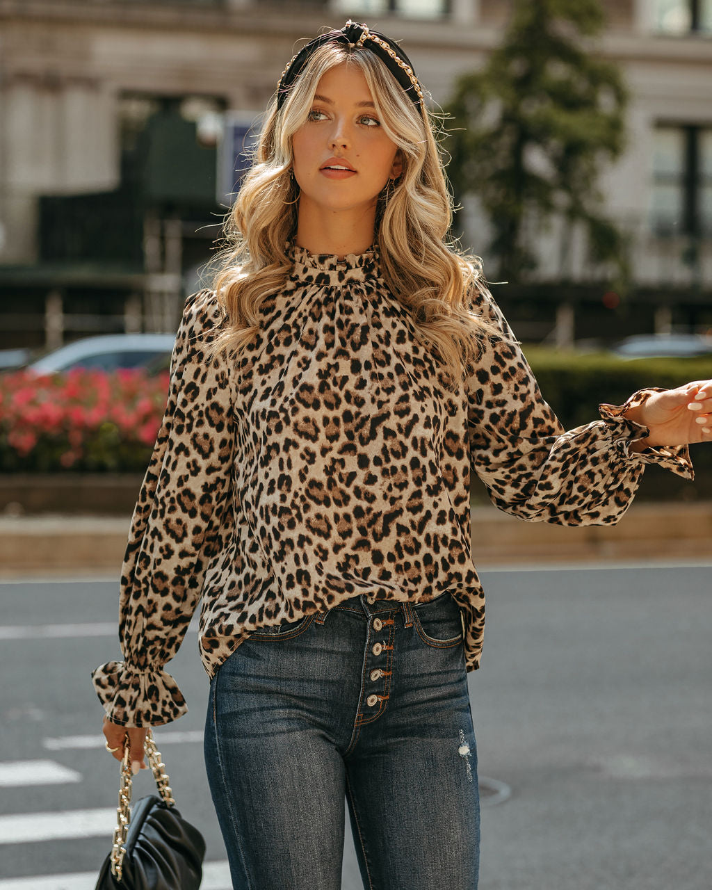 Lenox Leopard Ruffle Blouse